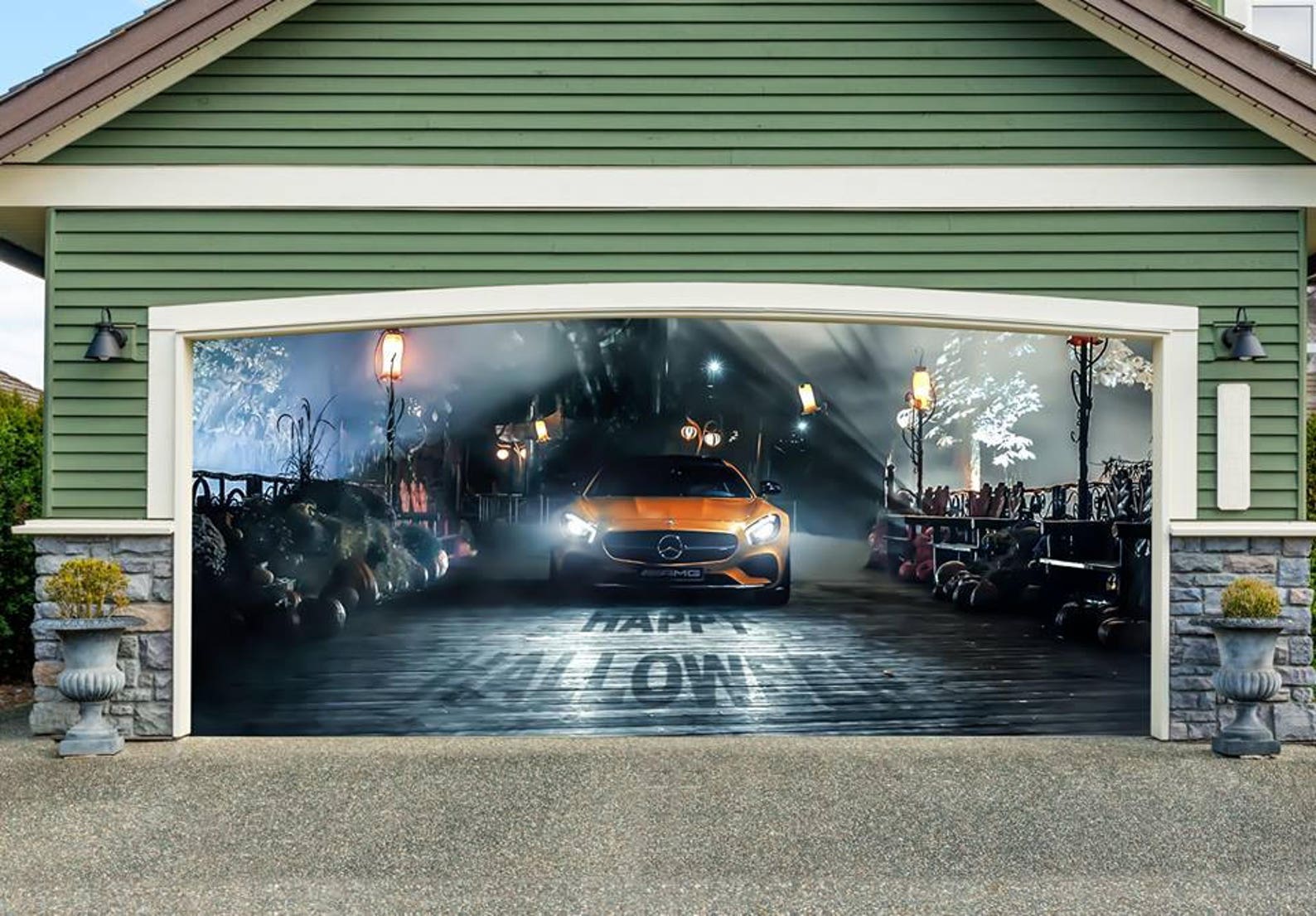 Halloween Garage Door Cover Halloween Double Garage Door Etsy