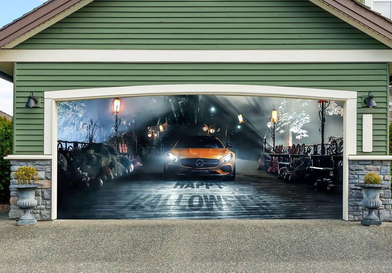 Halloween Garage Door Cover Halloween Double Garage Door Etsy