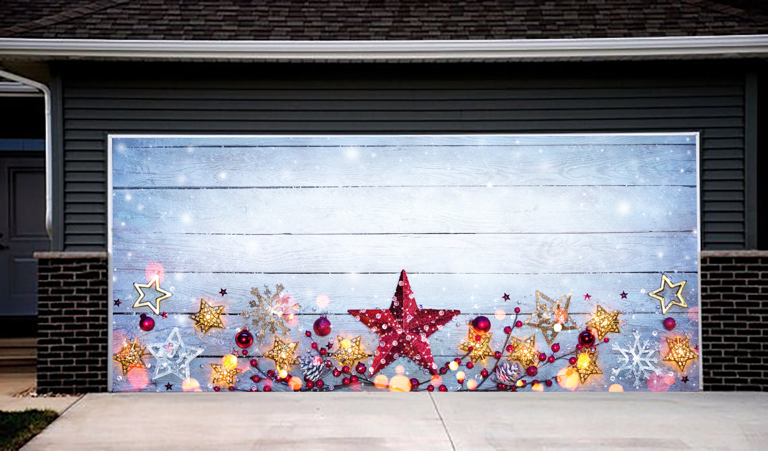 Christmas Decoration for Double Garage Door Mural Holiday Etsy