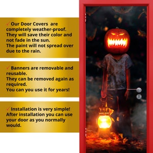 3D Halloween Front Door Cover Halloween Outdoor Decoration Halloween ...