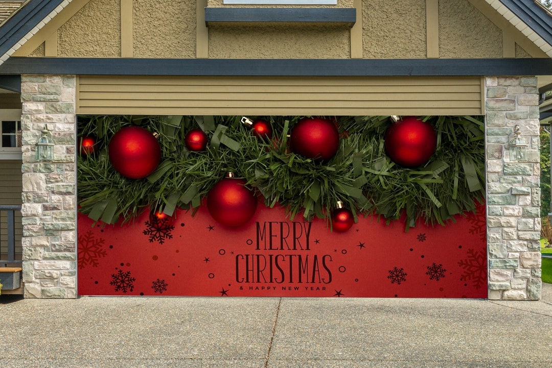 Merry Christmas Garage Door Mural New Year Outdoor Etsy