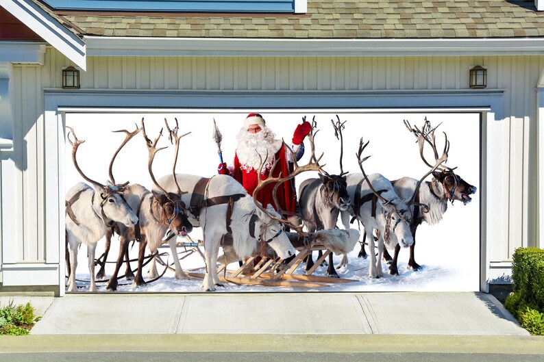 Best Seller Christmas Double Garage Door Cover Christmas Garage Door Murals Holiday Outdoor Decor Xmas Santa Claus Xmas Decoration Das26
