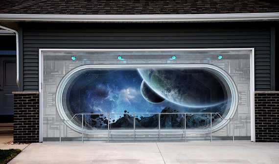 Galaxy Banner Double Garage Door Outer Space Double Garage Etsy