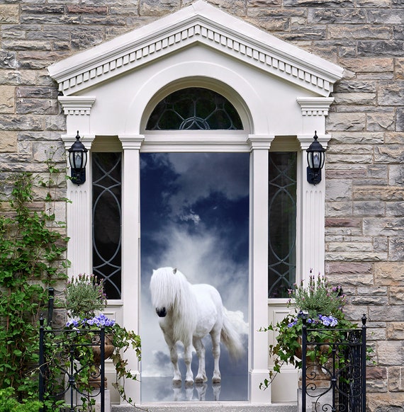 White Horse Decoration For House Animal Horse Banner Front Etsy