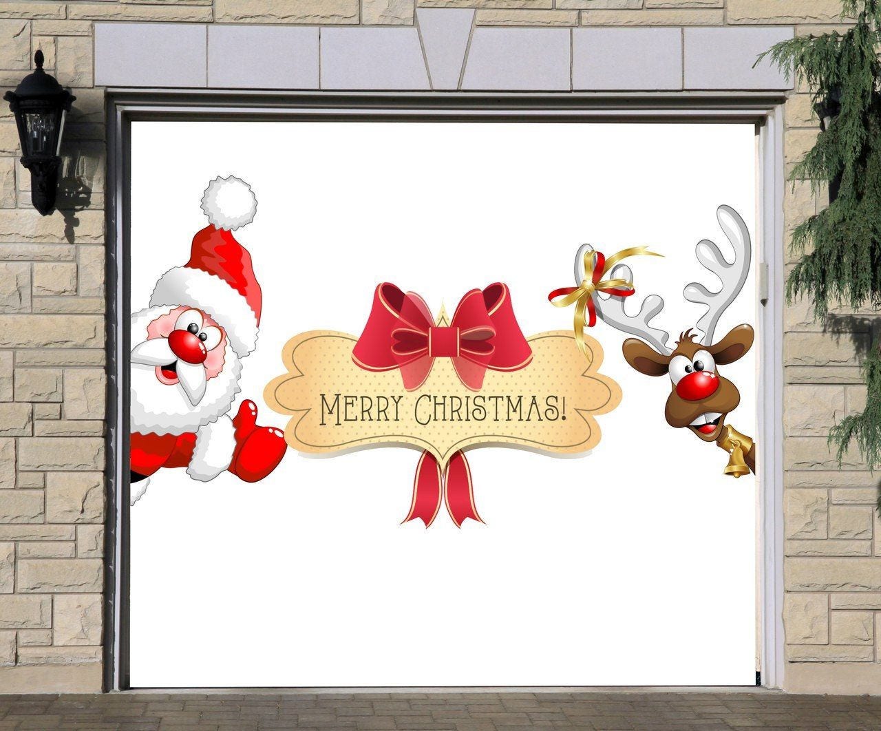 Merry Christmas Sign, Single Garage Door Cover, Full Color Door Murals ...