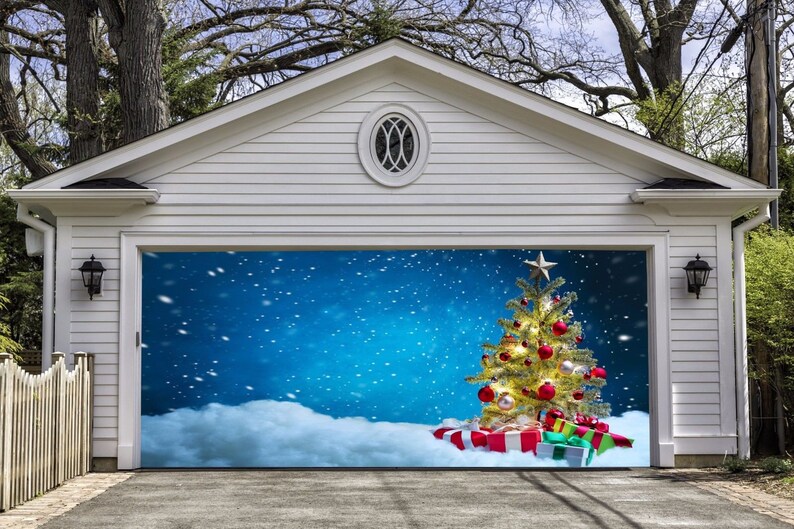 Full Color Christmas Tree Double Garage Door Cover Christmas Etsy