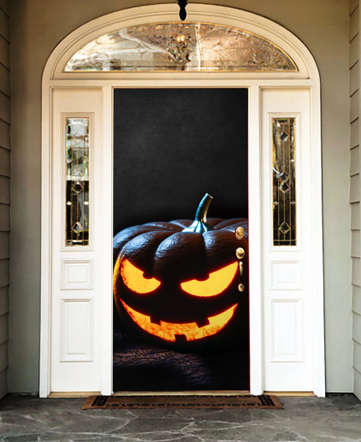 Pumpkin Banner Front Door Cover Mural Jack O Lantern Etsy