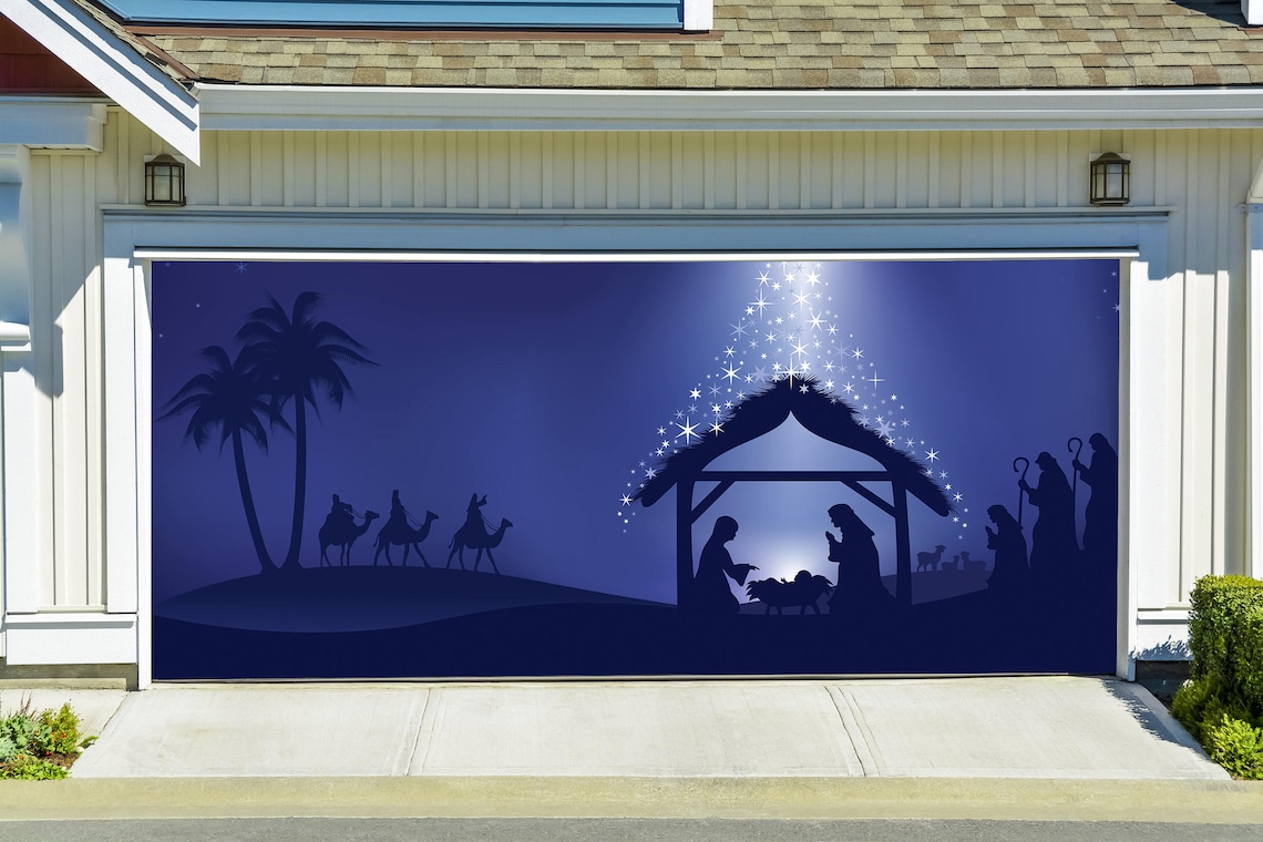 Nativity Scene Garage Door Cover Christmas Outdoor Decor | Etsy
