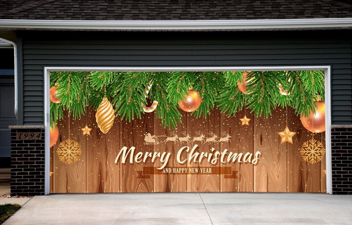 Double Garage Door Cover Christmas Garage Door Murals Etsy