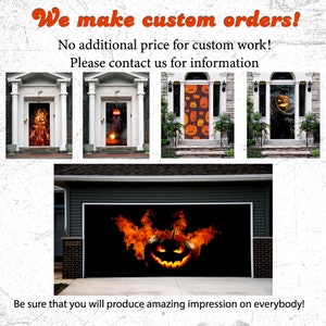 3D Halloween Front Door Cover Halloween Outdoor Decoration Halloween ...