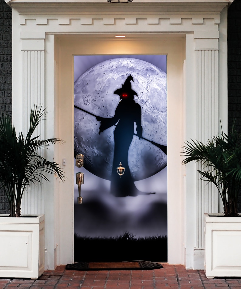 Halloween Witch Outdoor Decor Halloween Front Door Murals Etsy