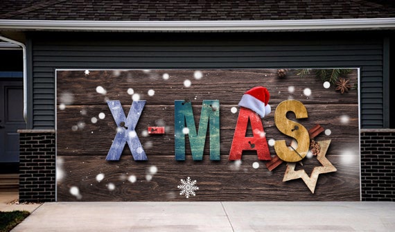 Merry Christmas 3d Print Decor For Double Garage Door Christmas Outdoor Mural Holiday Banner Garage Door Cover Ng138
