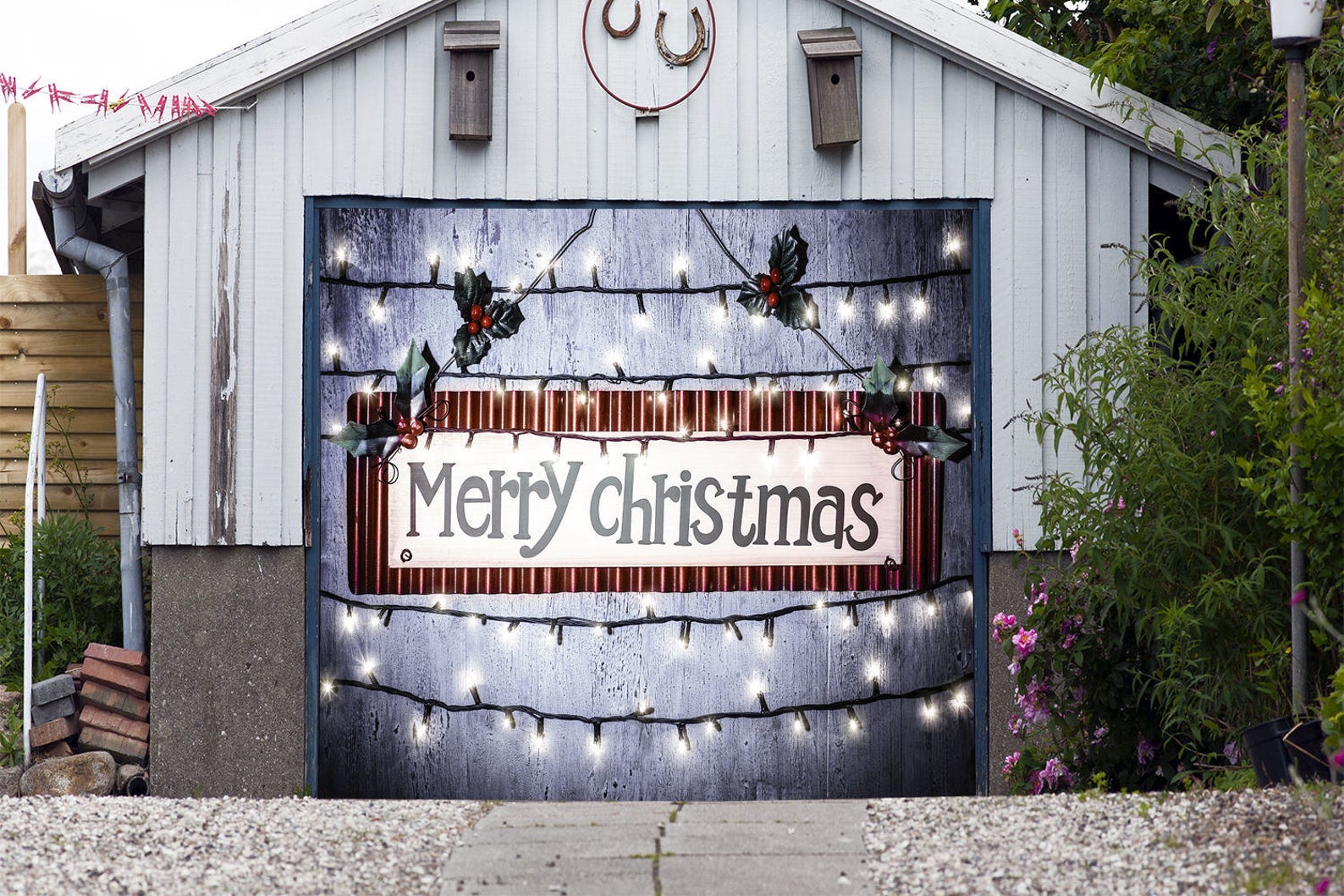 Single Garage Door Cover Merry Christmas Sign Full Color Etsy
