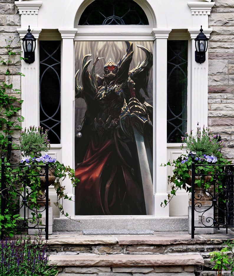 Dark Lord Holiday Front Door Cover Banner Full Color Outdoor Decor Halloween Door Cover Outside Holiday Decor Entry Door Cover