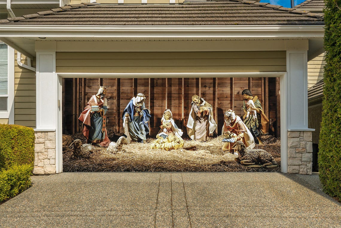 Nativity Scene Garage Door Cover Christmas Outdoor Decor Etsy