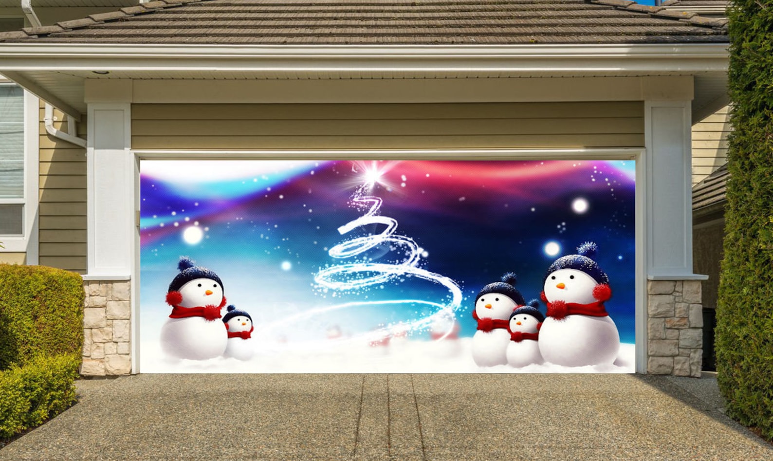 Full Color Christmas Garage Door Mural Christmas Outdoor Etsy Christmas Mural For Garage Door