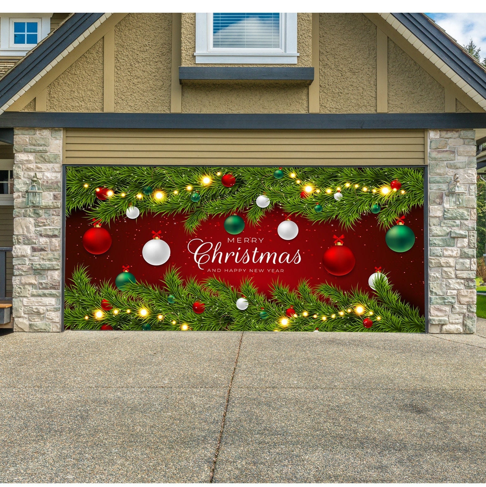 Happy New Year Garage Door Mural Christmas Outdoor - Etsy