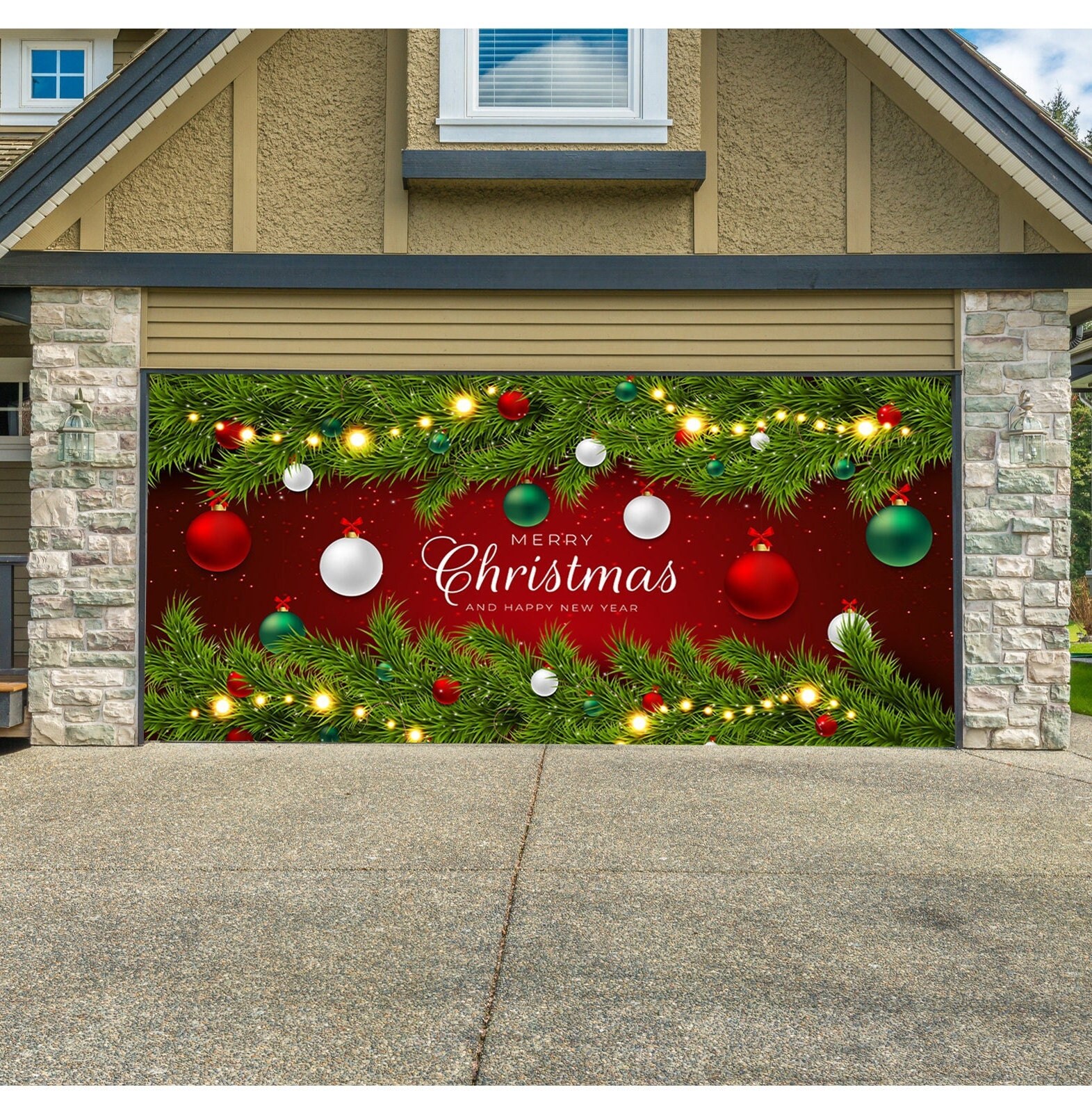 Happy New Year Garage Door Mural Christmas Outdoor Etsy