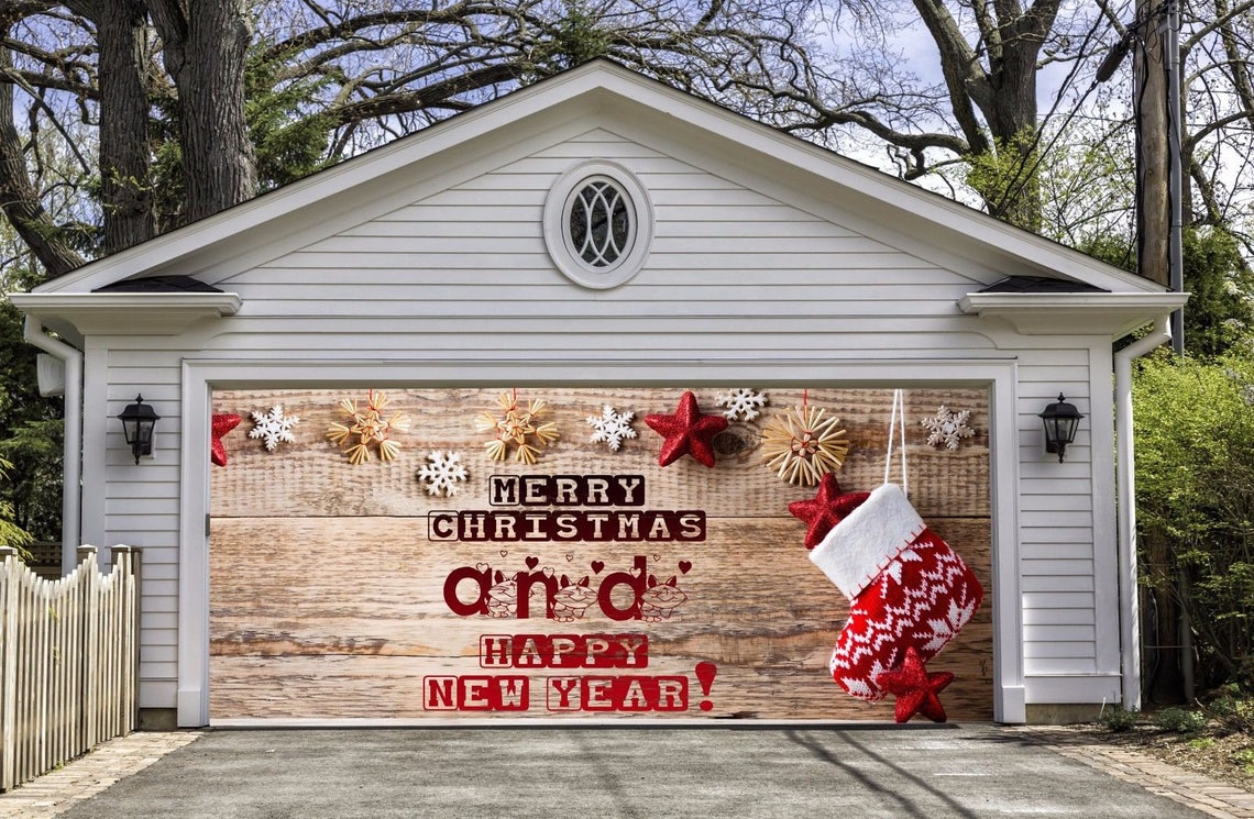 Christmas Garage Door Cover Full Color Christmas Door Mural Etsy Christmas Mural For Garage Door