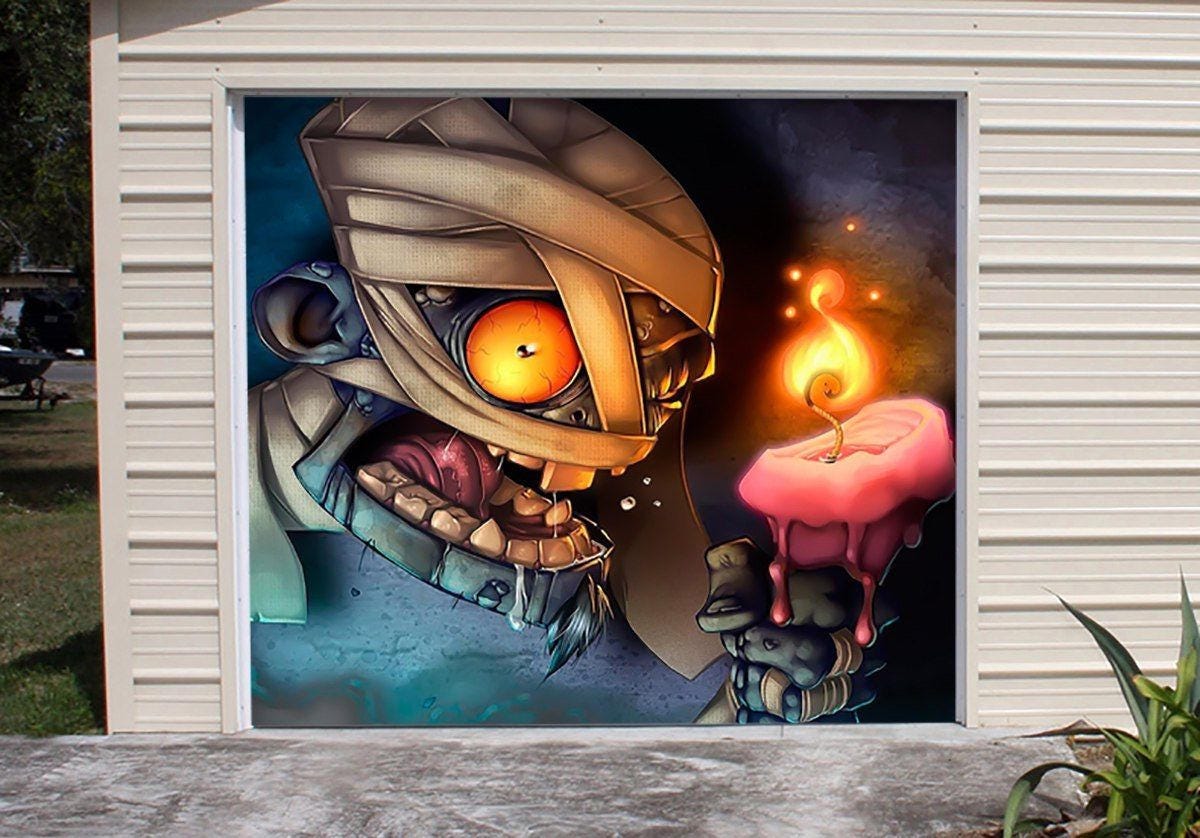 Single Car Garage Door Cover Halloween Murals 3D Effect Etsy