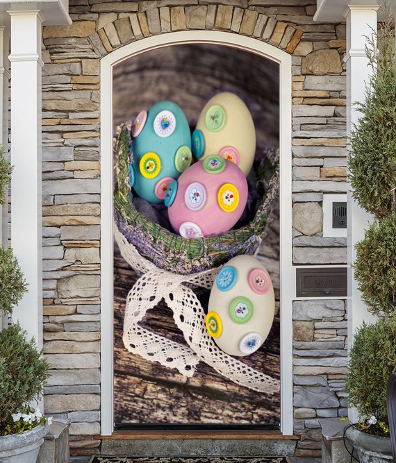 Happy Easter Banner Easter Eggs Entry Door Mural Front Etsy