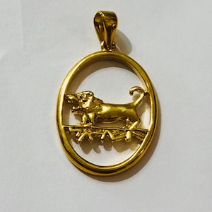 14k Gold Löwe von Jejuda Anhänger, stehend über dem hebräischen Wort Israel - ישראל, Jedaiana Halskette, jüdischer Schmuck,