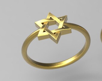 14k solid Gold interlock star of David ring, jewish star, Hebrew jewelry from Israel, Judaica gifts,