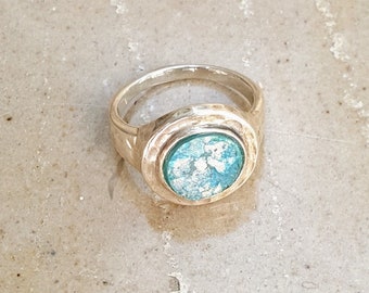 Israeli Roman glass Ring, organic rings, Israel jewelry,