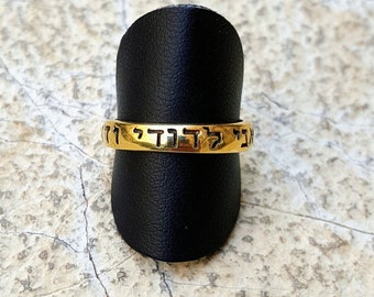 14k solid Gold, I Am My Beloved, Purity ring, Hebrew band, Ani LeDodi, bible verse, twin wedding bands, Bible verses jewelry