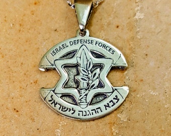 IDF symbol necklace, Sterling Silver, Hebrew jewelry,