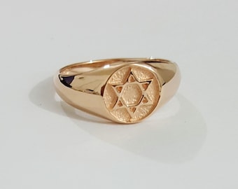 14k solid Gold Star of David Ring, jewish rings, Judaica jewelry, Israel star.