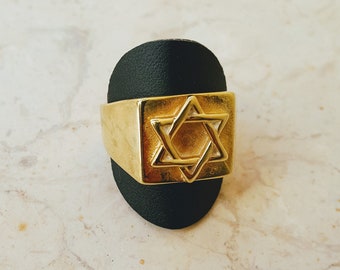 21k solid gold Star of David ring, ancient style jewish star, Israel jewelry, jewish rings for men, Judaica art,