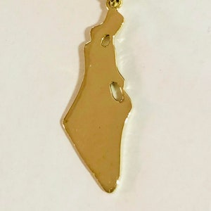 Colgante de mapa de Israel en oro macizo de 18 k, mapa de Israel bellamente detallado, joyería judía, collar de Israel,