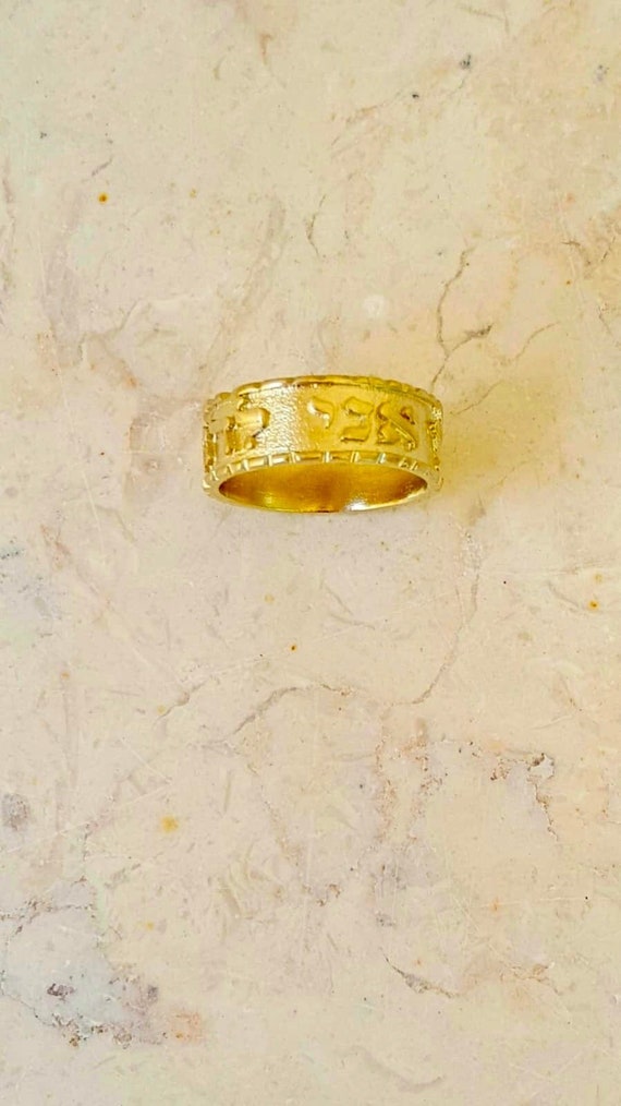 Anillo hebreo Soy mi amado de oro macizo de 14k, anillo de bodas