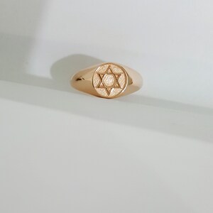 14k solid Gold Star of David Ring, jewish rings, Judaica jewelry, Israel star. image 2