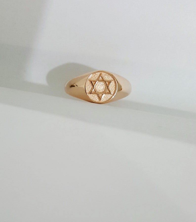 14k solid Gold Star of David Ring, jewish rings, Judaica jewelry, Israel star. image 2