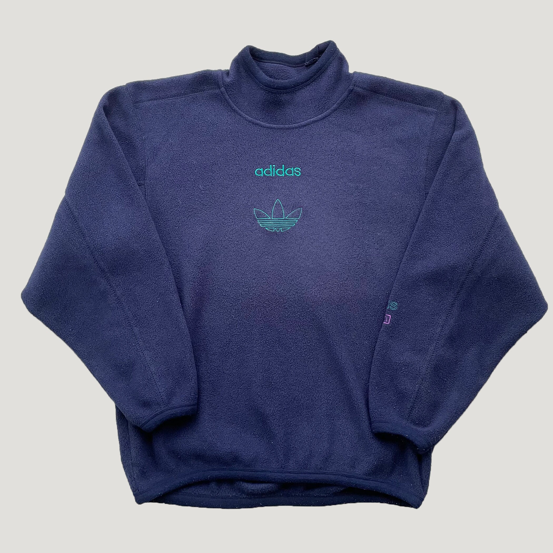 VTG 90s Adidas Equipment Pullover L/S Quilted Zip Mock Neck