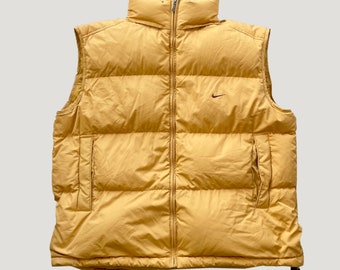 Vintage y2k Nike Puffer Down Gilet Body Warmer Cream - Depop