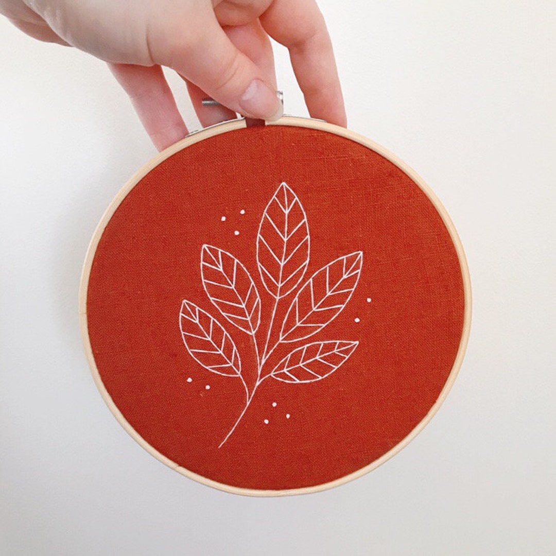 Line Art Leaf Embroidery - Etsy
