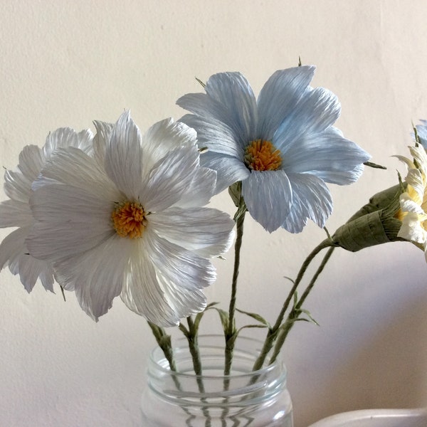 Fleurs de mariage rustiques en papier crêpe fait main, bouquet mélangé, cadeau de fête des mères, Saint-Valentin, anniversaire, décoration de table