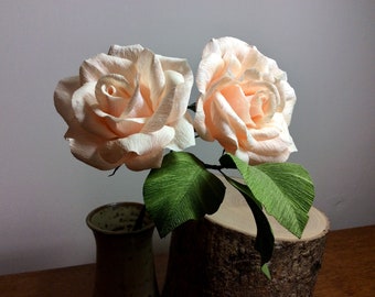 Handmade Crepe Paper Roses: Peach Anniversary Wedding Cake Flowers