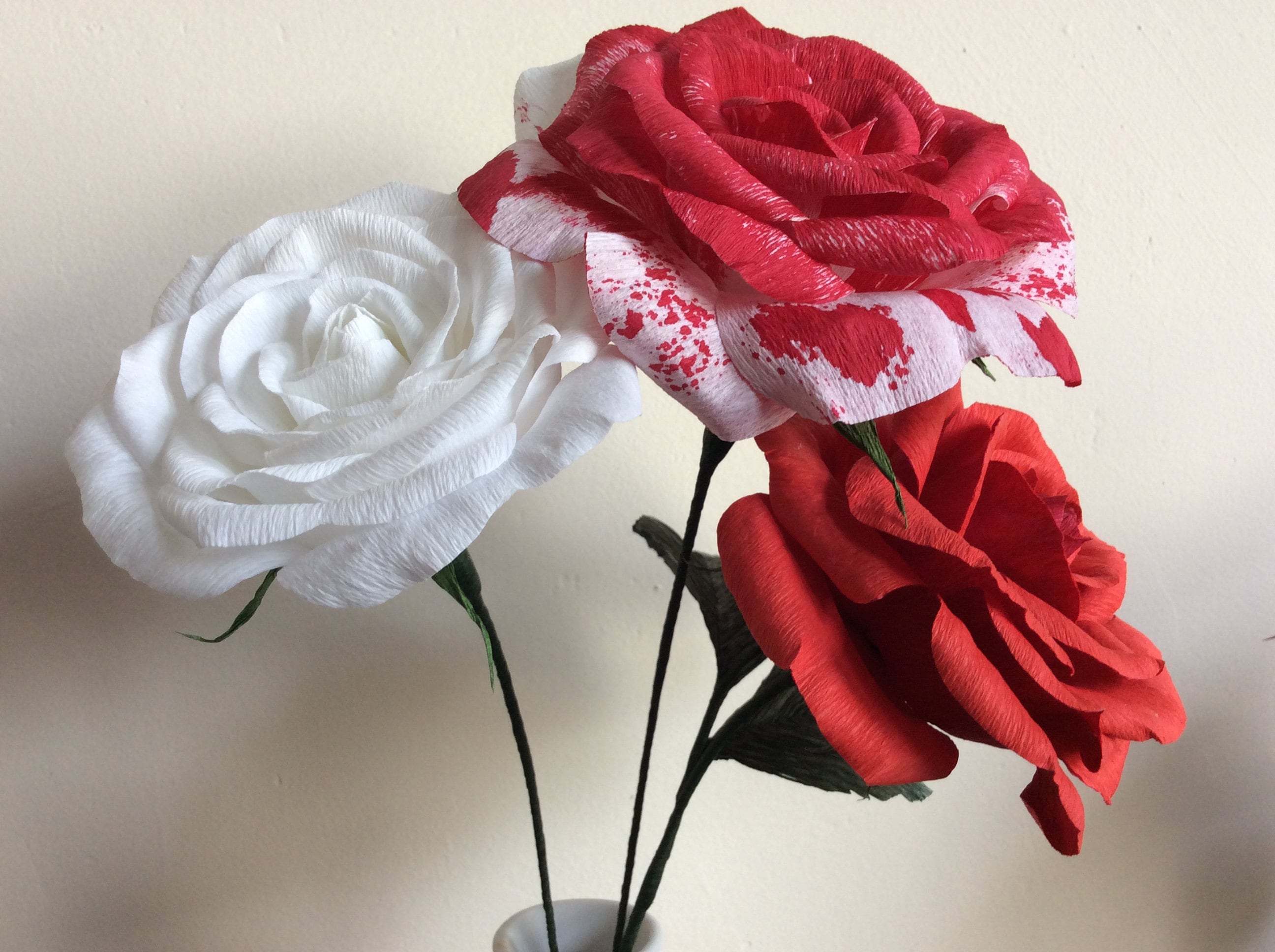 Painting White Roses Red in Wonderland Crepe Etsy