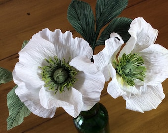White Crepe Paper Poppies: First Anniversary Wedding Flowers