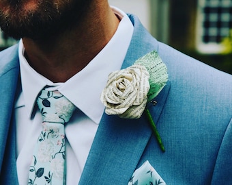 Lord of the Rings Book Page Boutonniere: Groomsman Paper Flower