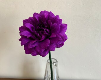 Handmade, realistic, Crepe Paper Dahlia - available in many colours - Weddings, Anniversay, Birthday, Special gift
