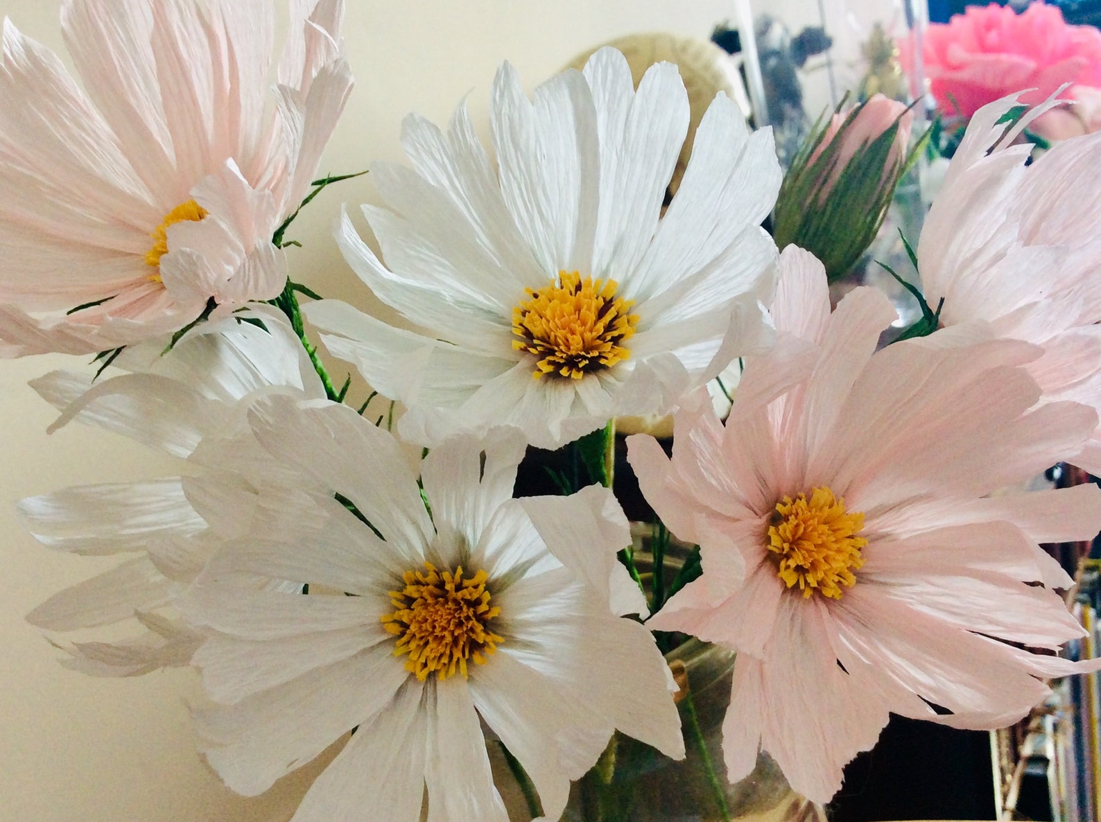 Handmade Crepe Paper Cupcake Cosmos Flowers in Pale Pink Etsy