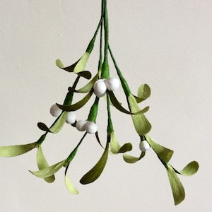 Handmade crepe paper mistletoe bunch - hanging Christmas decoration