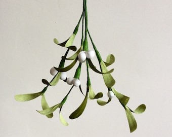 Handmade crepe paper mistletoe bunch - hanging Christmas decoration