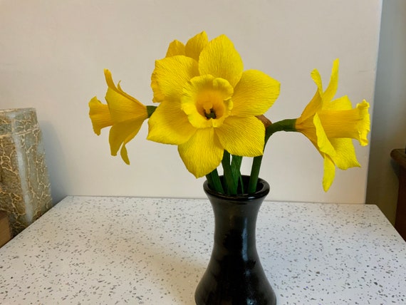 Crepe Paper Daffodils: Handmade Yellow Spring Flower Decor