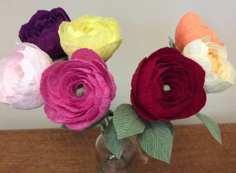 Handmade realistic crepe paper flowers Mixed colour bunch Etsy